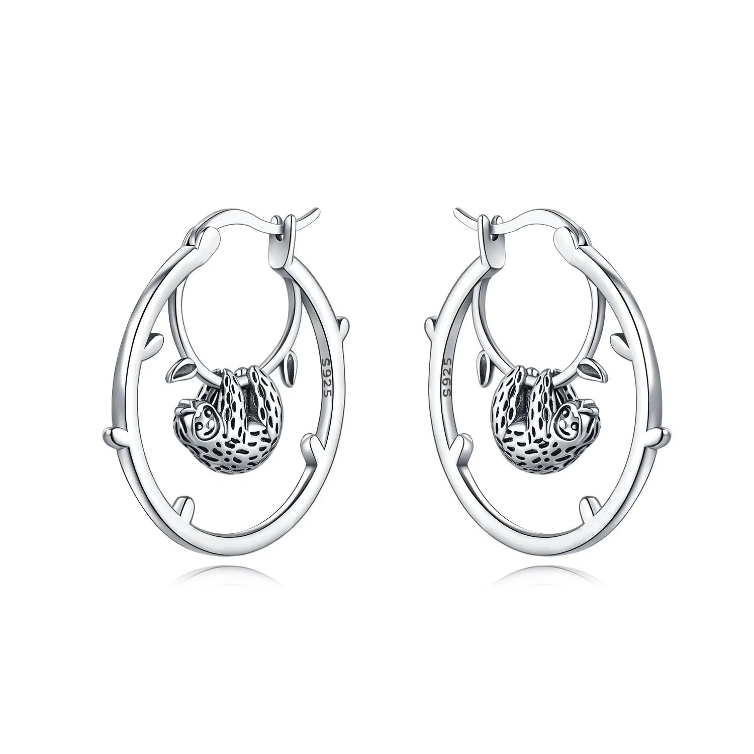 PANPOKI S925 Sterling Silver Cute Panda Animals Earrings Hoop Earrings For Women Jewelry Original Party Trendy Gifts