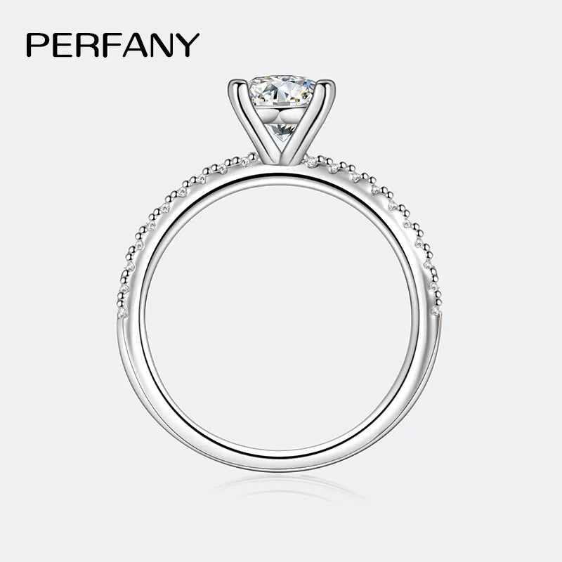 PERFANY 1/2CT Square Cut Moissanite Ring for Women S925 Solid Silver Sparkling Laboratory Diamond Fashion Wedding Jewelry - Madeinsea©