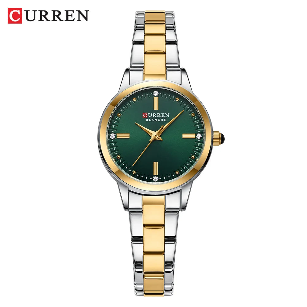 CURREN Simple Round Dial Fashion Dress Quartz Watches for Ladies with Stainless Steel Bracelet Luxury Wristwatches - Madeinsea©