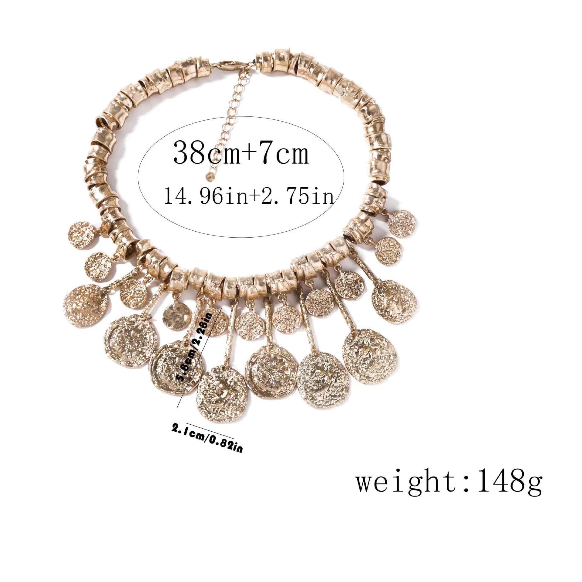 ZAA Retro Trendy Irregular Geometric Tassel Pendant Alloy Necklace