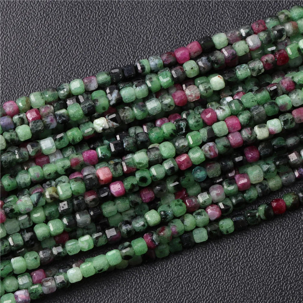 Hot Natural Faceted Stone Bead 2-3mm Small Square Quartz Garnet Glass Cube Loose Beads For Jewelry Making Needlework Accessories