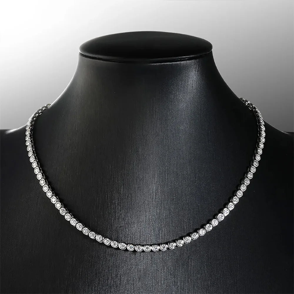 Serenity D Color 2mm 3mm Full Moissanite Tennis Necklace For Women S925 Silver Moissanite Bubble Bracelet Plate 18K Fine Jewelry