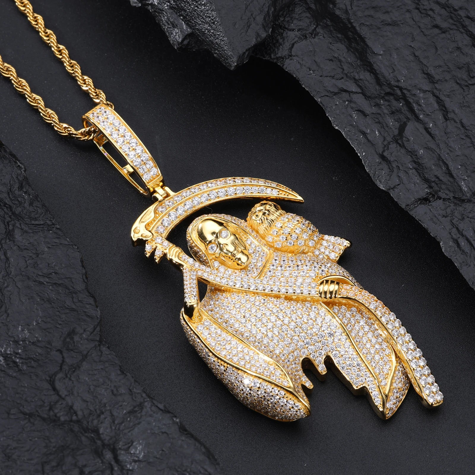 Pendentifs unisexes TUHE de haute qualité en moissanite D VVS sertis de pierres, style fantôme, bijoux hip-hop pour hommes