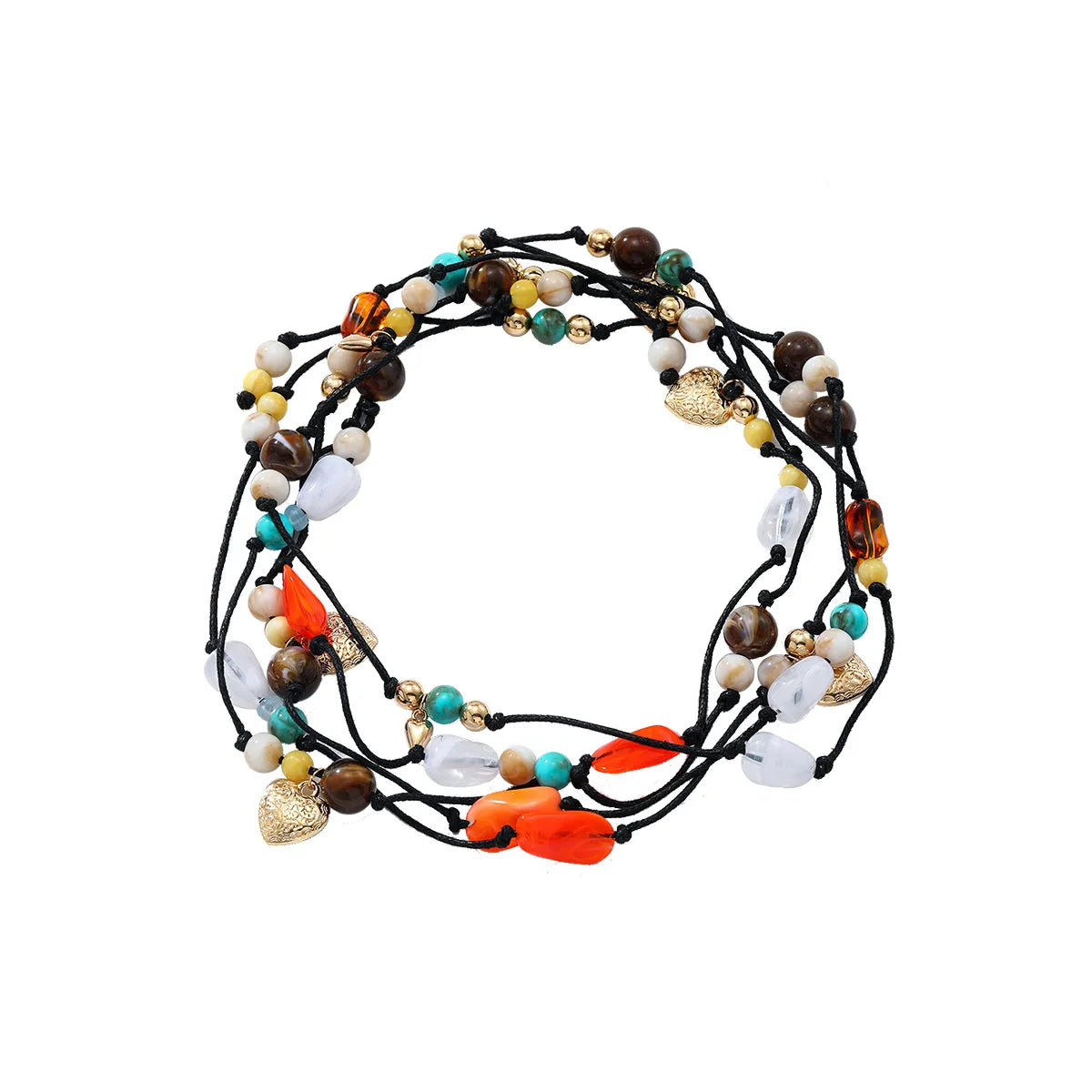 ZAA Exaggerated Hand Woven Multi-layer Heart Necklace