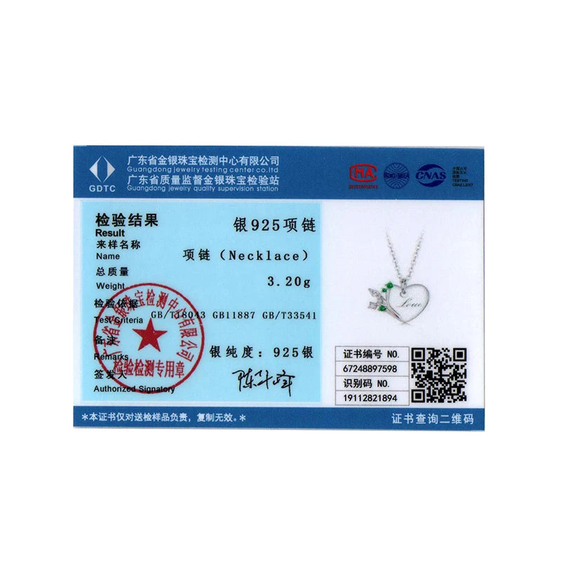 Collier BISAER Arbre de Vie Véritable Argent Sterling 925 Chaîne à Breloque Cœur Éternel Plaqué Or Blanc pour Femme Bijoux de Fête