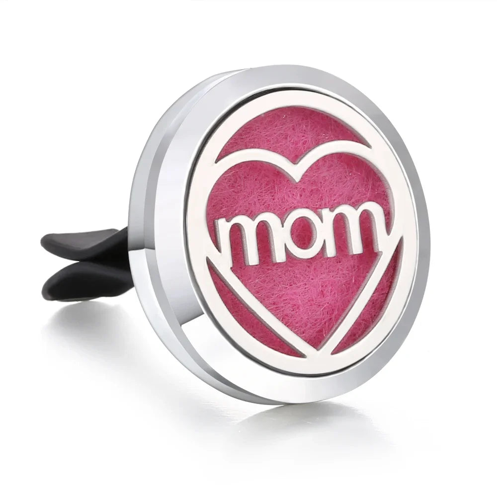 New Aromatherapy Car Perfume Diffuser Stainless Steel 30mm Magnetic Aroma Diffuser Locket Car Air Freshener Vent Clip + 1pcs Pad