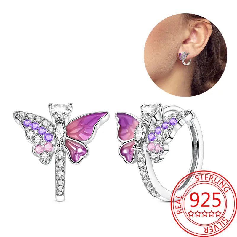 Hot Sale Bee Earrings For Girl Lovely Yellow Black Dancing Bee Happy S925 Hoop Earrings Birthday Gift Silver Jewelry