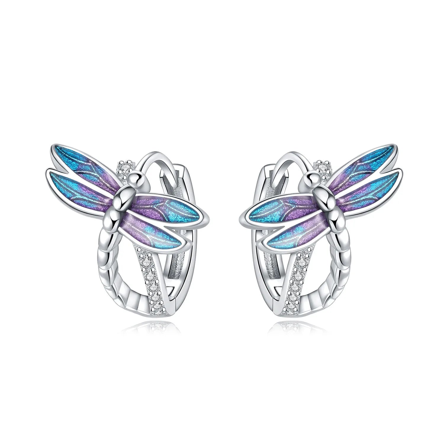 PANPOKI Original 925 Sterling Silver Hummingbird Earrings Women Hoop Earring Anniversary Jewelry Trendy Gifts
