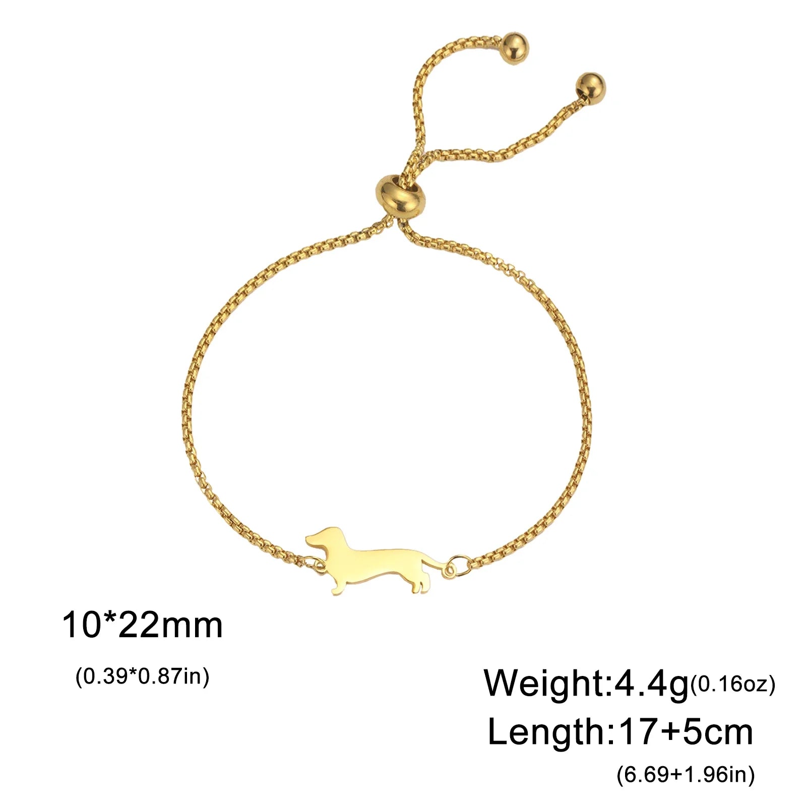 Bracelet à breloques teckel pour femme, en acier inoxydable, double chaîne de perles, adorable bracelet à motif chiot et animal de compagnie, bijou cadeau