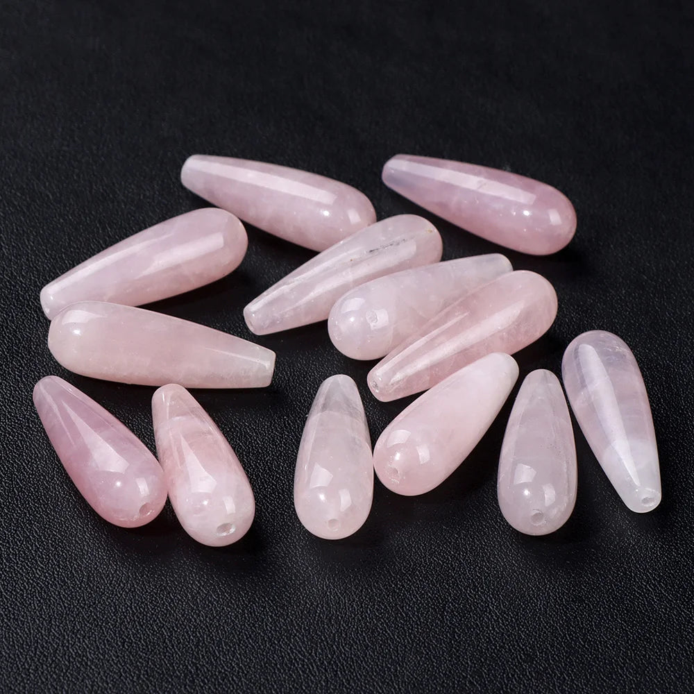 Natural Water Drop Stone Bead 10x30mm Chalcedony Amethysts Agates Loose Spacer Charms Bead For DIY Bracelet Earrings Accessories
