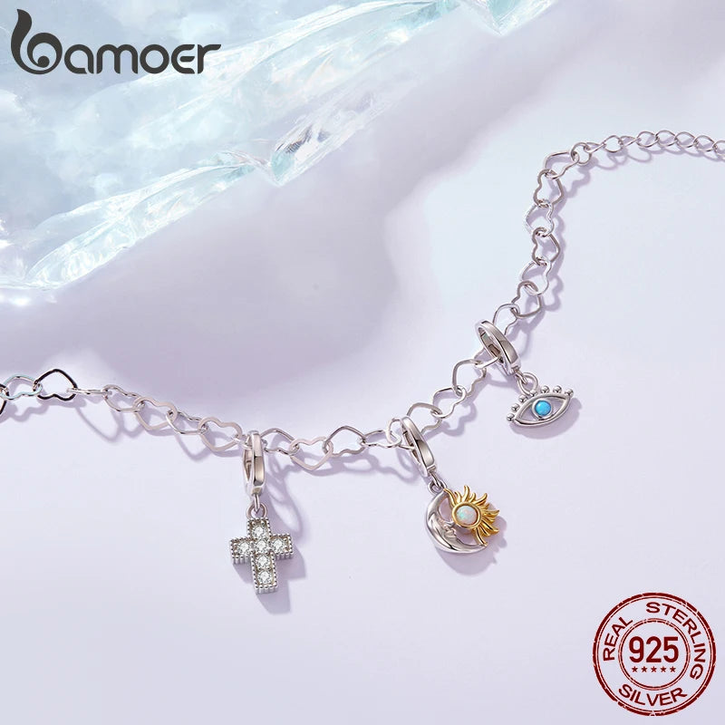 BAMOER Armband aus 925er Sterlingsilber mit hohlem Herz, verstellbare, zierliche Handgelenkkette, leichtes Schmuckstück, süßes Geschenk für Mädchen