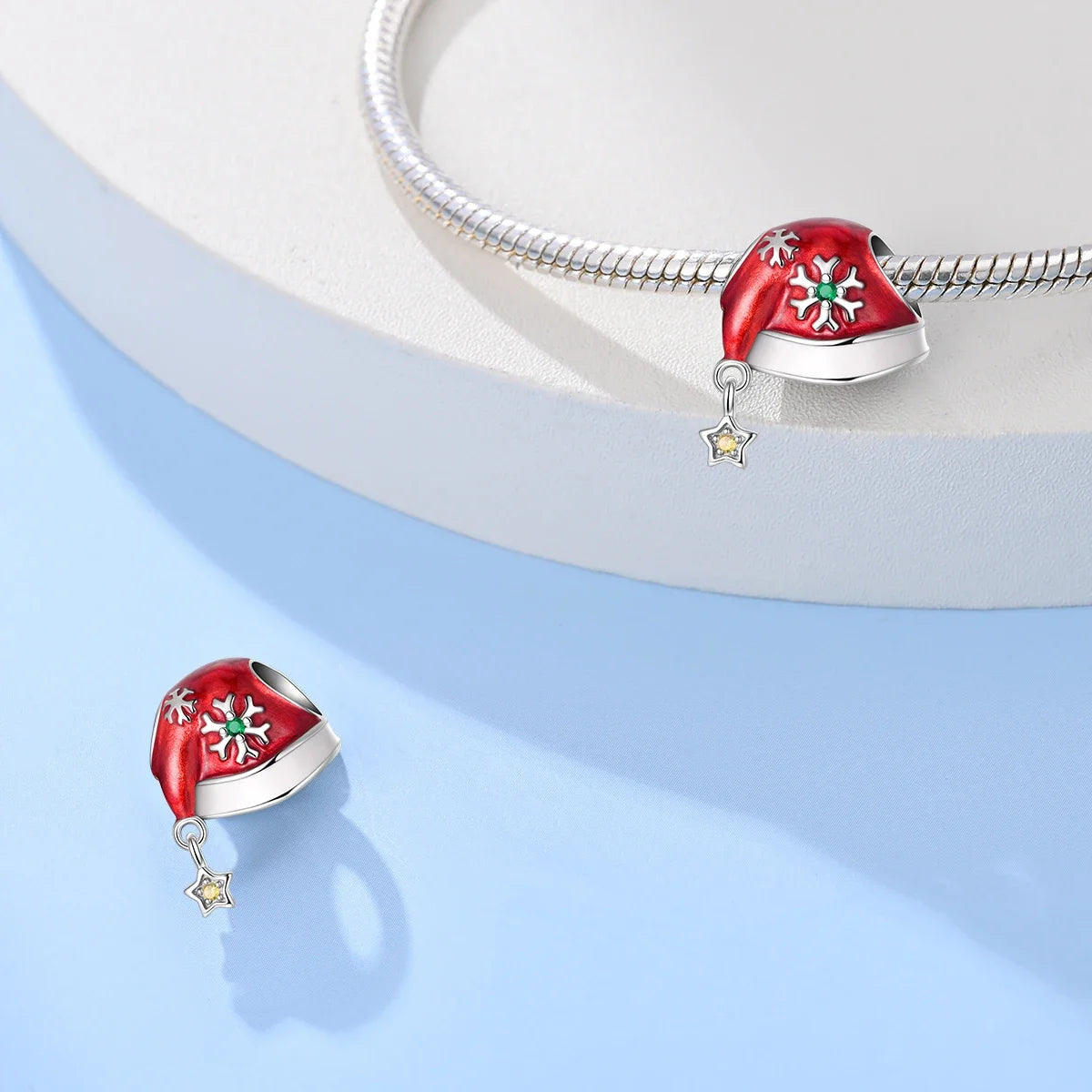 Charm 925 Sterling Silver Christmas Tree Hat Love Elk Beaded Fit Women's Bracelet Diy Jewelry Making Christmas Gift