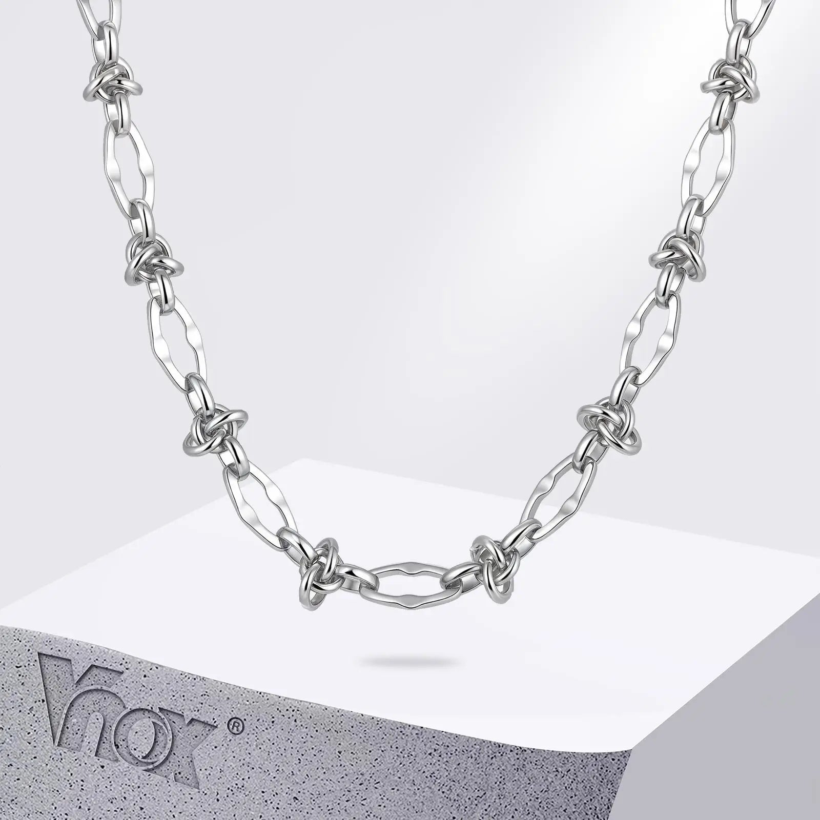 Vnox Personality Thorn Knot Links Necklaces for Men Women,Unisex Stainless Steel Geometric Chain Collar,No Fade Irregular Choker