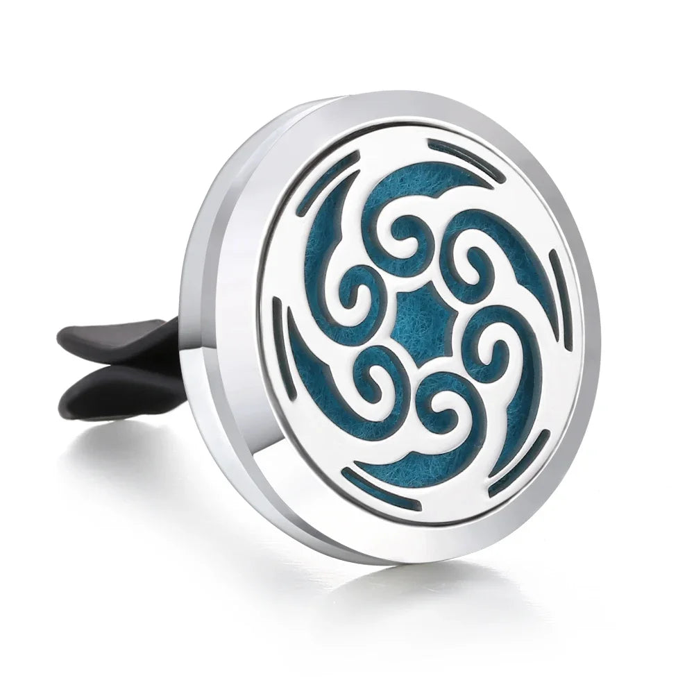 New Aromatherapy Car Perfume Diffuser Stainless Steel 30mm Magnetic Aroma Diffuser Locket Car Air Freshener Vent Clip + 1pcs Pad