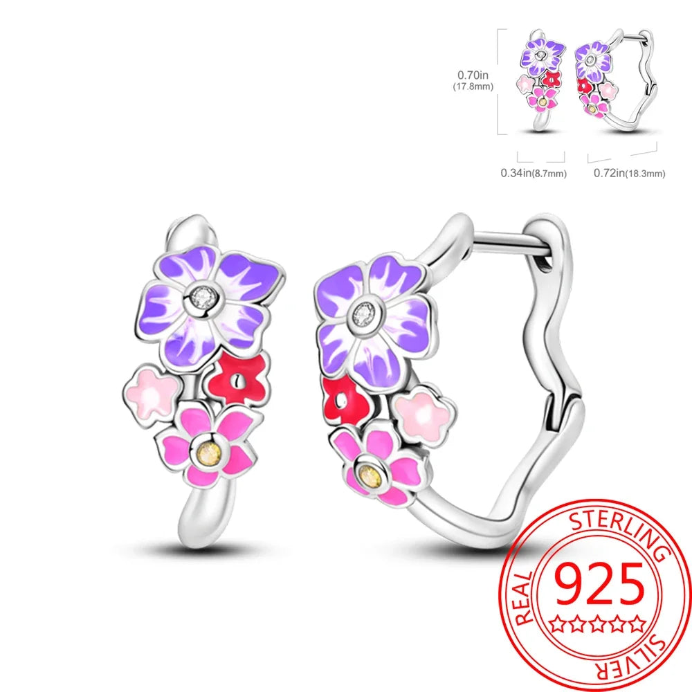 Ear Ring Series 925 Sterling Silver Star Moon Unicorn Tulip Flower Butterfly Bee Geometry Earrings Ladies Pairing with Jewelry
