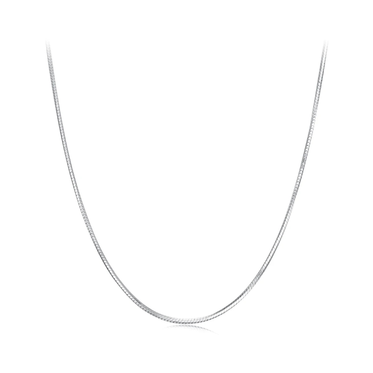 BISAER 100% 925 Sterling Silver Snake Basic Necklace Stacking Chain Plated White Gold for Women Party Fine Jewelry ECA032