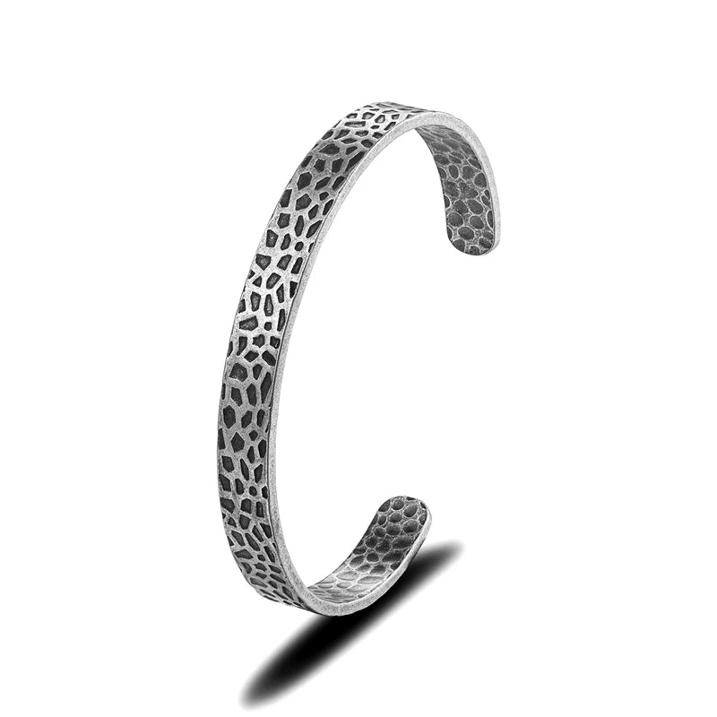 MKENDN The surface of the moon Cuff Bangle Stainless Steel Men Wide Cuff Bracelet For Men Fashion Classic Jewelry Gifts