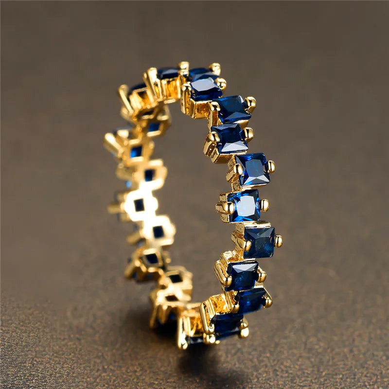 Female Light Purple Zircon Stone Ring Cute Gold Color Summer Wedding Jewelry For Women