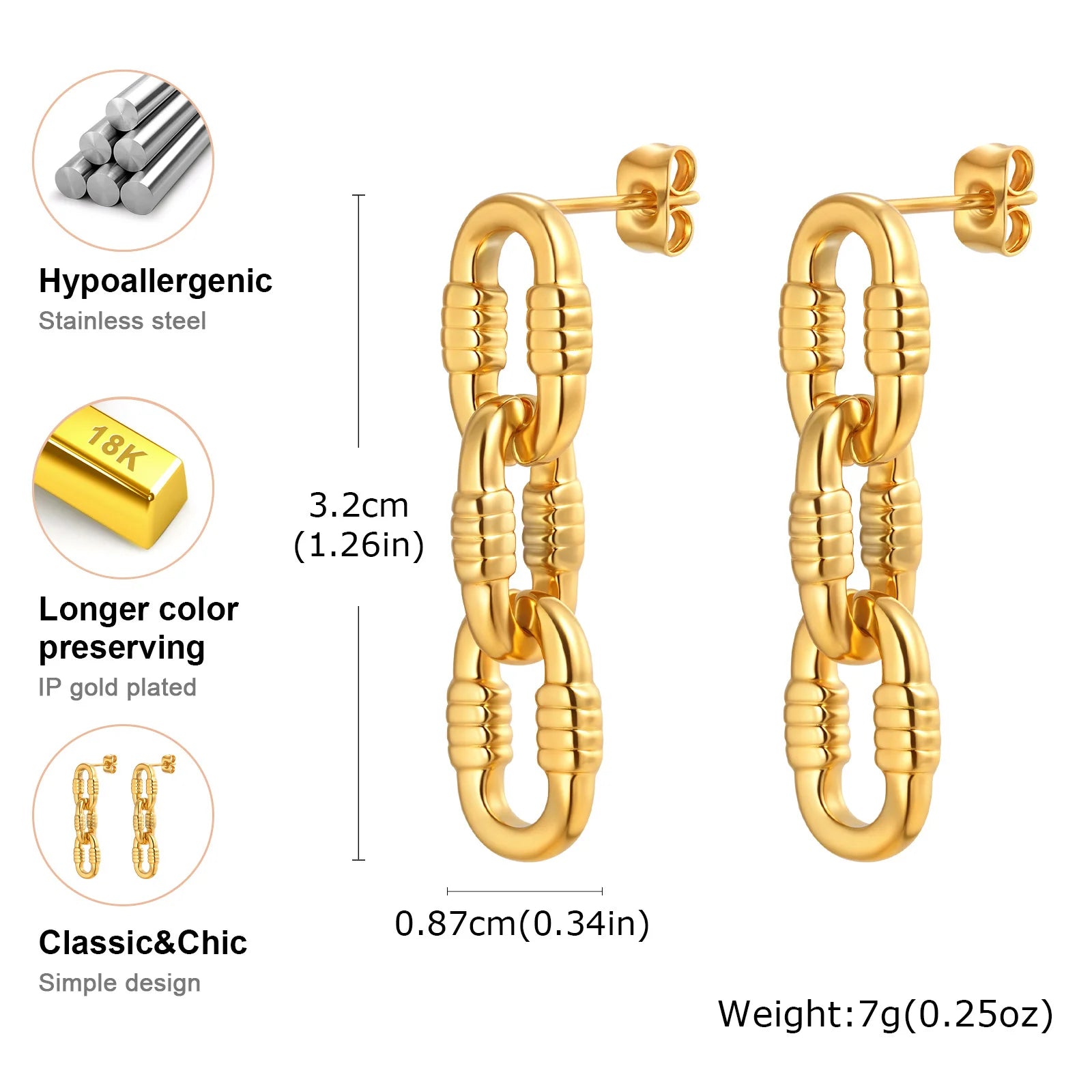 Boucles d'oreilles pendantes à pompon géométriques tendance en forme de U de Vnox, créoles ajourées en acier inoxydable pour femmes, bijoux tendance