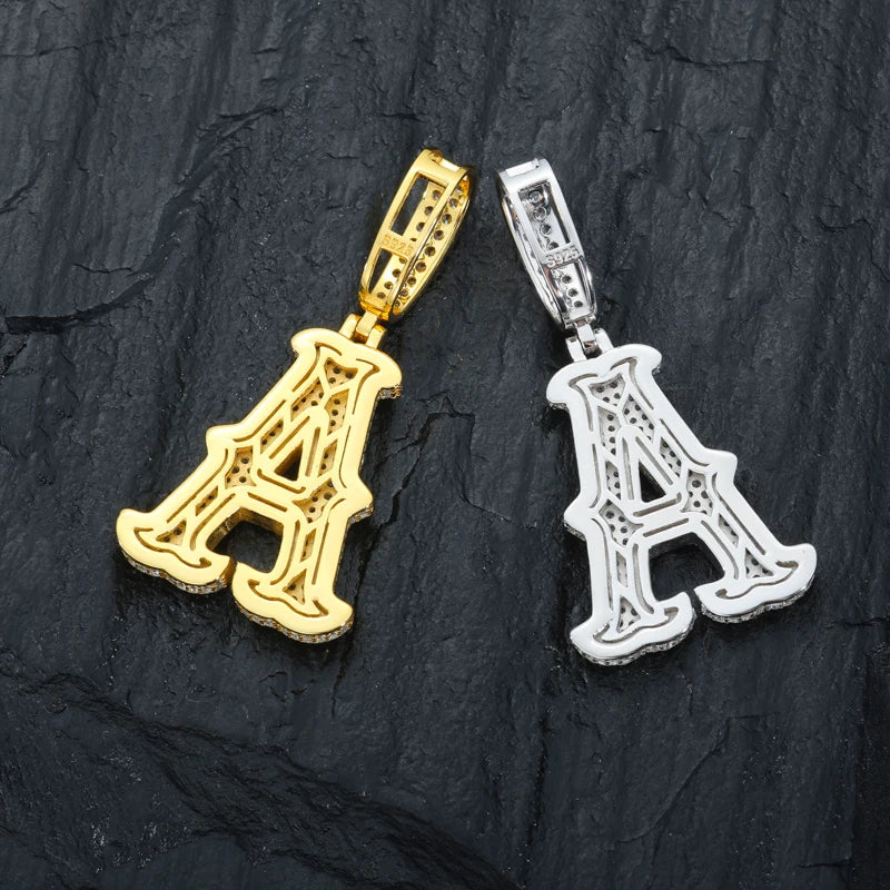 TUHE Unisex letter Pendants Necklaces Ice Out  Moissanite  Pendants 925 Silver For Men Women Jewelry Gifts