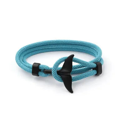 Male Multilayer 4mm Milan Rope Viking Bracelet Charm Whale Tail Bracelets For Men Wristband Trendy Ocean Animal Fishtail Jewelry