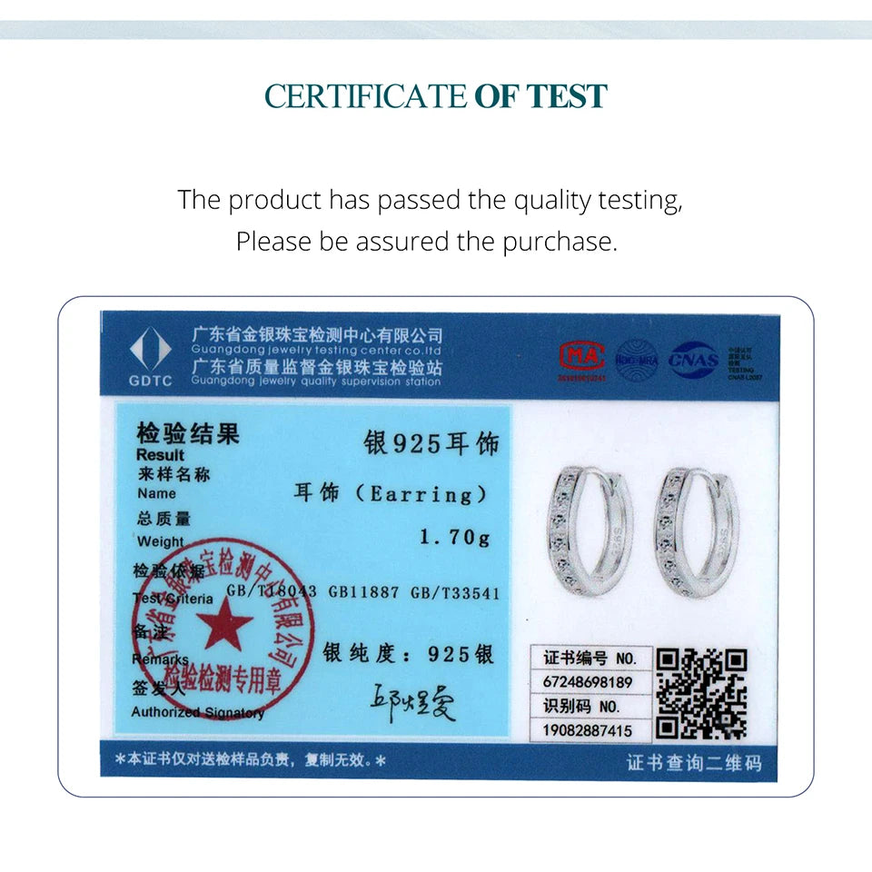 BAMOER 925 Sterling Silber Eingelegte klare CZ Quadratische funkelnde Creolen Leichter Luxus Reifer Glamour Frauen Schmuck Zubehör