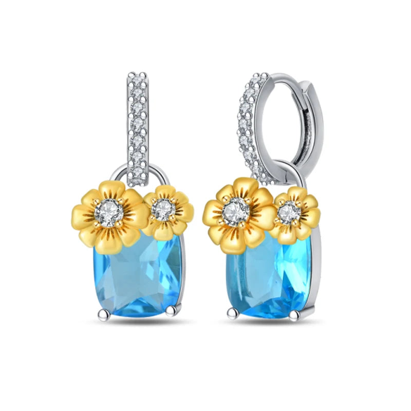 Fashion 925 Silver Earring Blue Zircon Star Moon Butterfly Irregularity Earrings For Woman Fine Engagement Birthday Jewelry Gift