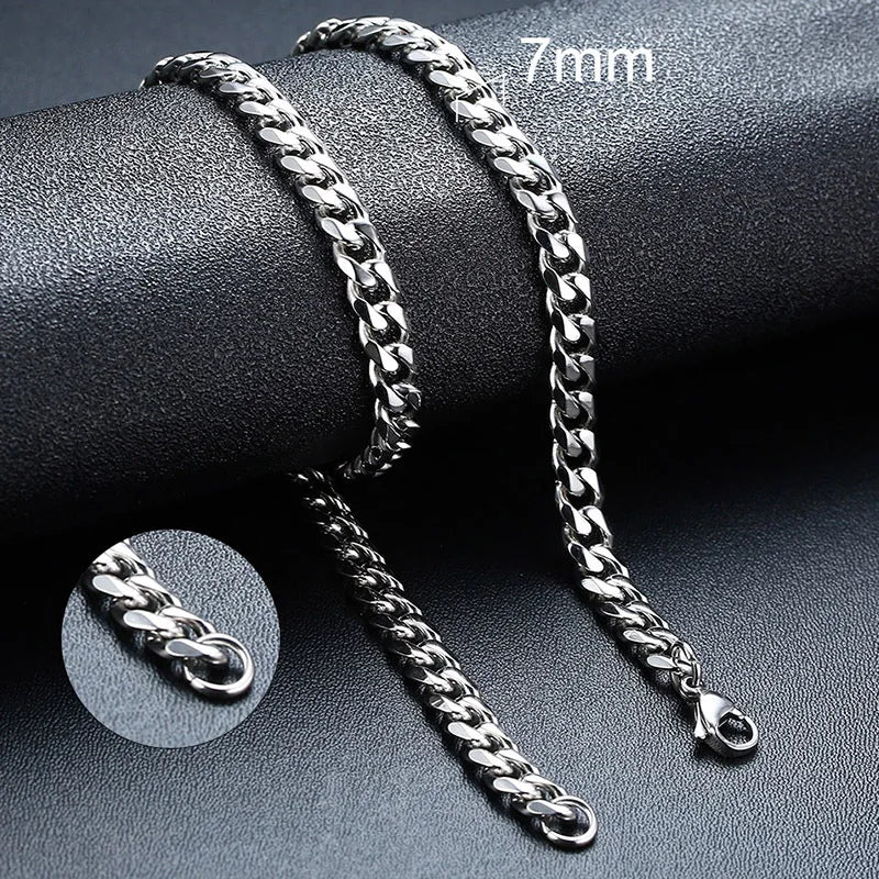 Vnox 3/5/7/9mm Thick Cuban Chain Necklaces for Men Women,Simple Miami Curb Links Collar,Waterproof Stainless Steel Unisex Chain