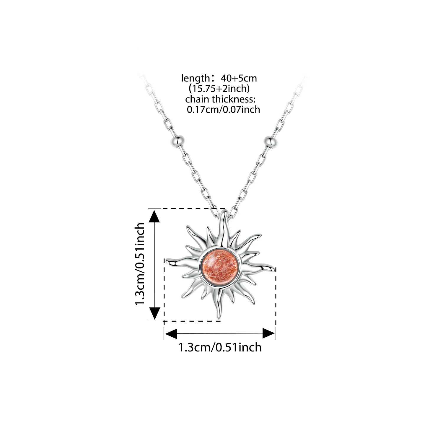 WOSTU 925 Sterling Silver Lucky Strawberry Crystal Necklace Fluorite Sun Fold Wear Chain for Women Girl Party Gift Fine Jewelry