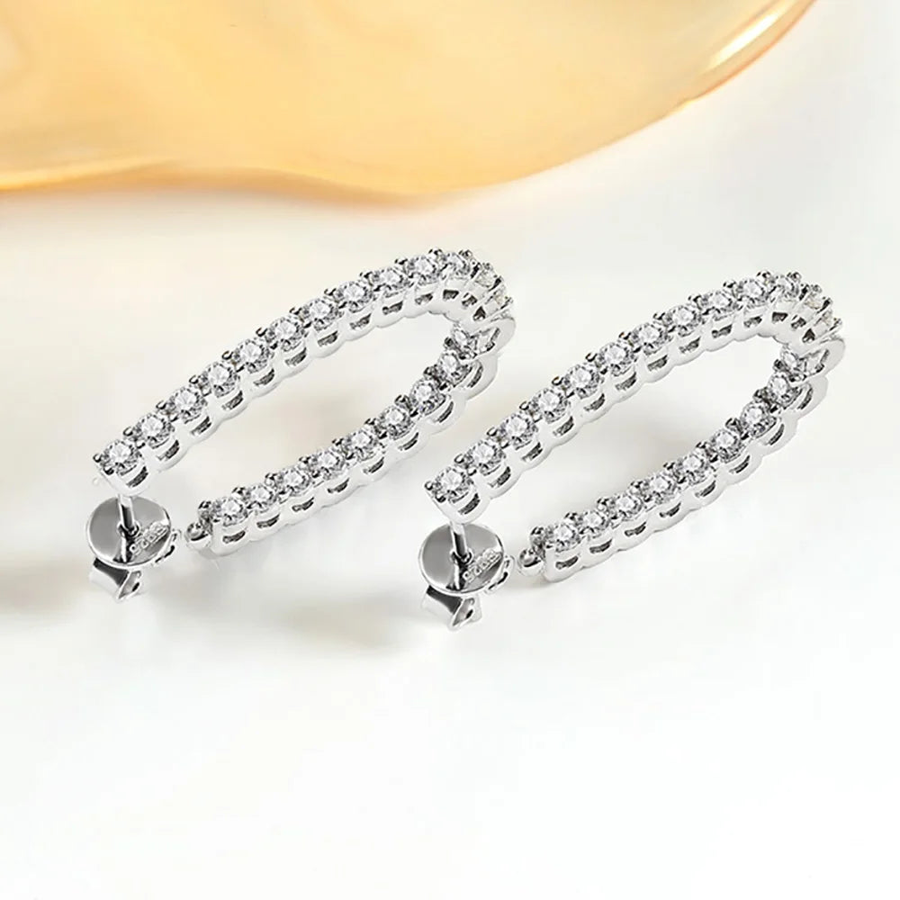 Serenity 1.76ct D Color Moissanite Hoop Earrings For Women Anniversary Gift 100% S925 Sterling Silver Stud Earrings Fine Jewelry - Madeinsea©
