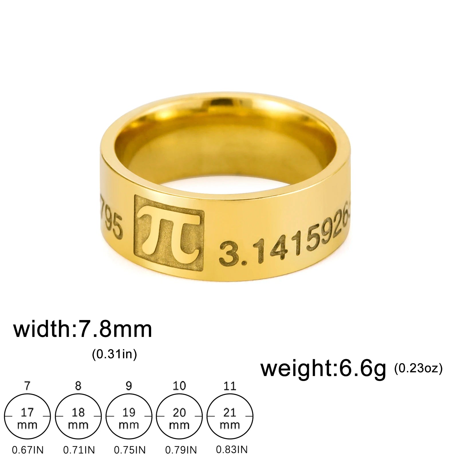 Dreamtimes π Pi Symbol Ring Vintage Greek Letter Stainless Steel 3.1415926 Ring Math Lover Party Jewelry