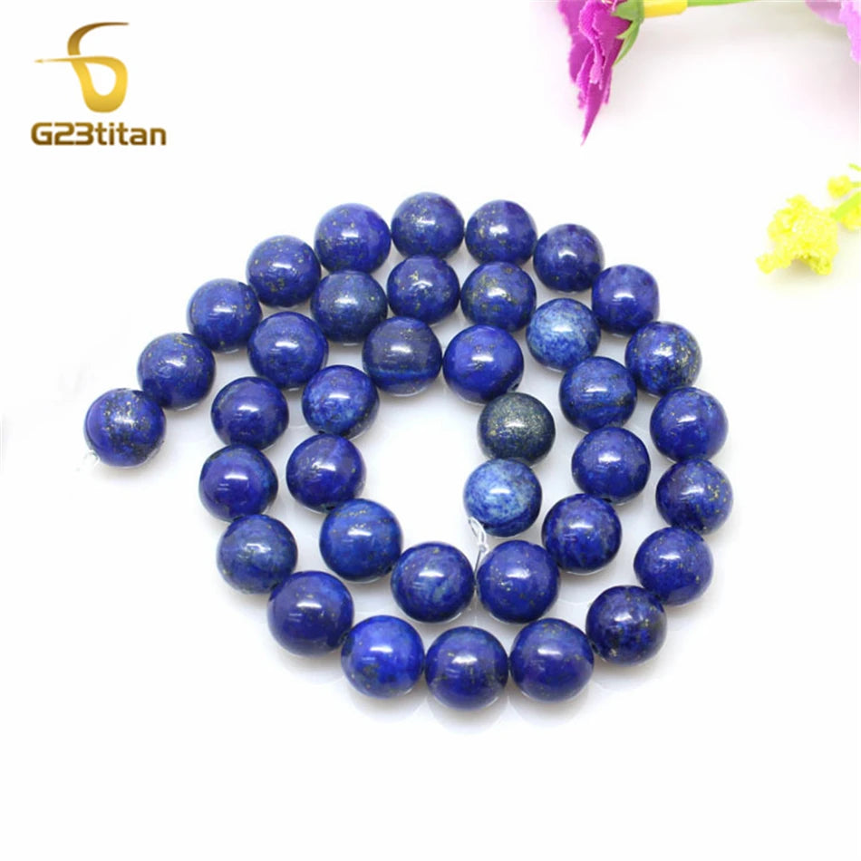 Surgical Titanium Piercing Jewelry Natural Blue Lapis Lazul Bead Semi Precious Stone Earrings Women Men Ear Studs Accesories