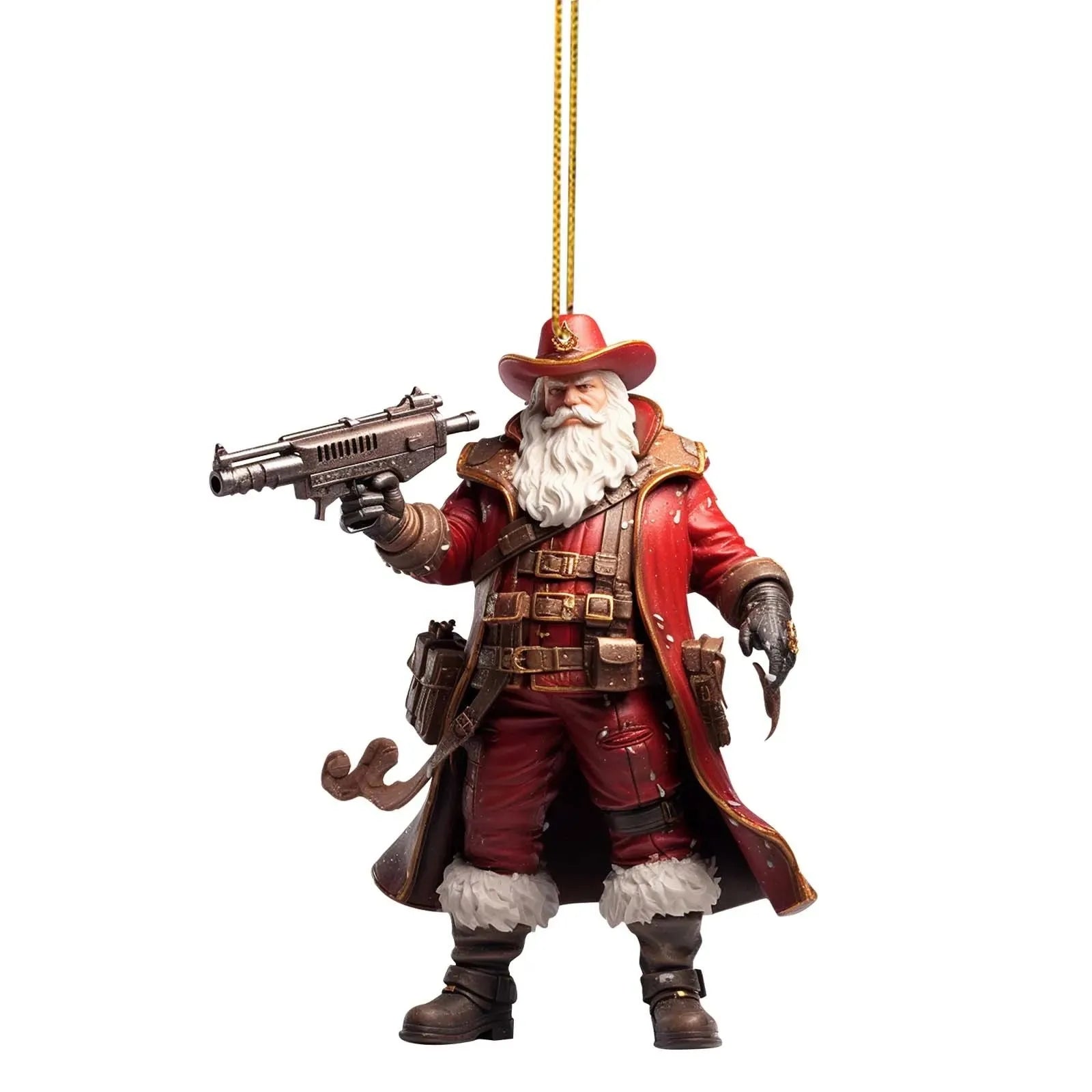 Cool And Imposing Santa Acrylic Material 2D Santa Cool Pendant Decoration Office Home Christmas Tree Decoration