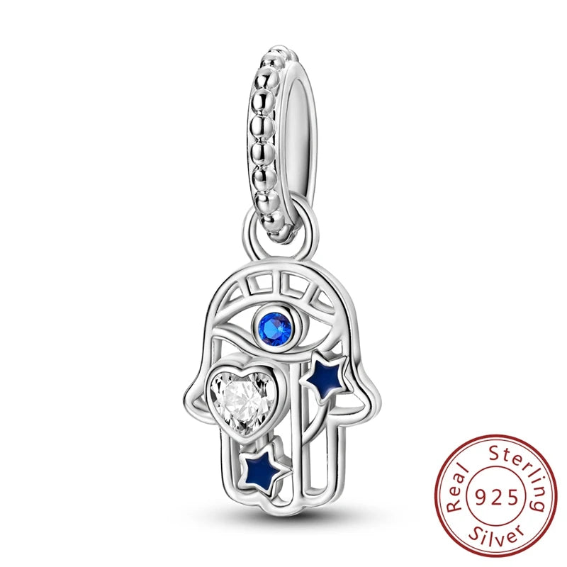 100% Real 925 Sterling Silver Charms Beads Stars Moon Pendant Fit Original Charms Bracelets Bangle DIY Jewelry Gifts