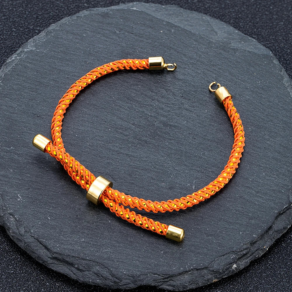 MKENDN Adjustable Rope Cord Sliding Bracelet with Slider Silk Cord Bracelet  Braided Rope Bracelet 3mm String Bracelet for Bead