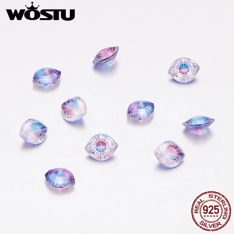WOSTU 925 Sterling Silber Riesiger Ring mit offenem Nazar-Auge und Regenbogenkristall, Luxuriöser Statement-Ring mit Schutzauge, Geschenk für Cocktailpartys