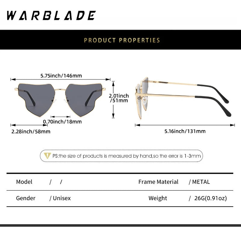 2025 kleine Metallrahmen Herzförmige Punk Sonnenbrille Frauen Luxusmarke Retro Liebe Kern Unregelmäßige Brillen für Damen Shades UV400