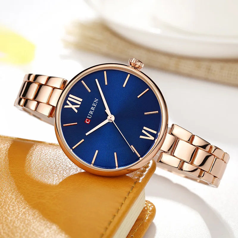 CURREN Women Watch Fashion Luxury Watch Reloj Mujer Stainless Steel  Female Clock Quartz Bracelet Wrist Watch Clock Gift