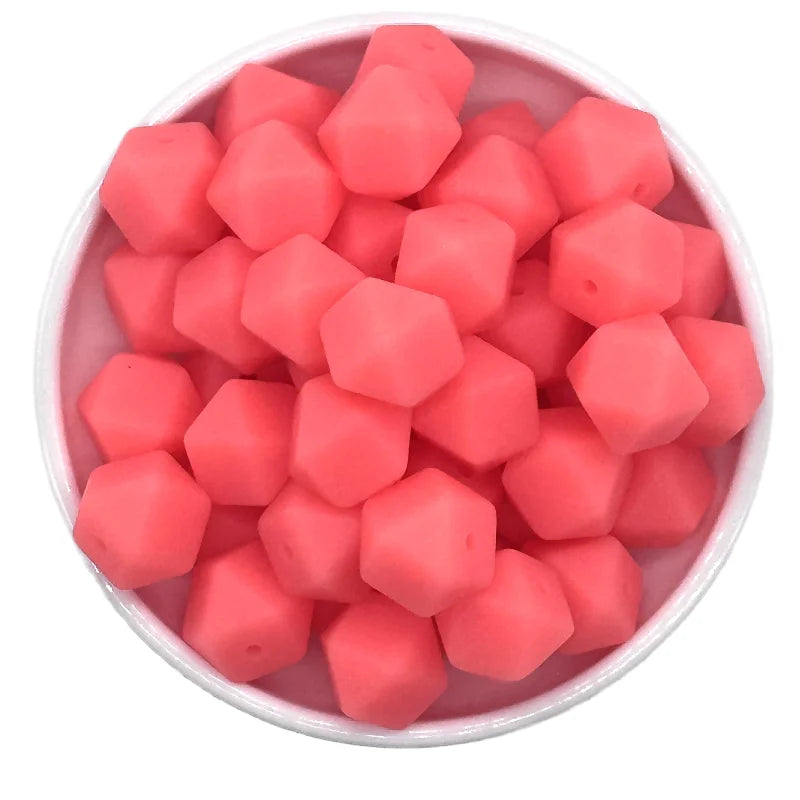 14mm 10/20pcs luminous hexagon silicone beads DIY necklaces Jewelry bracelets bag chains key chains car decoration chains beads