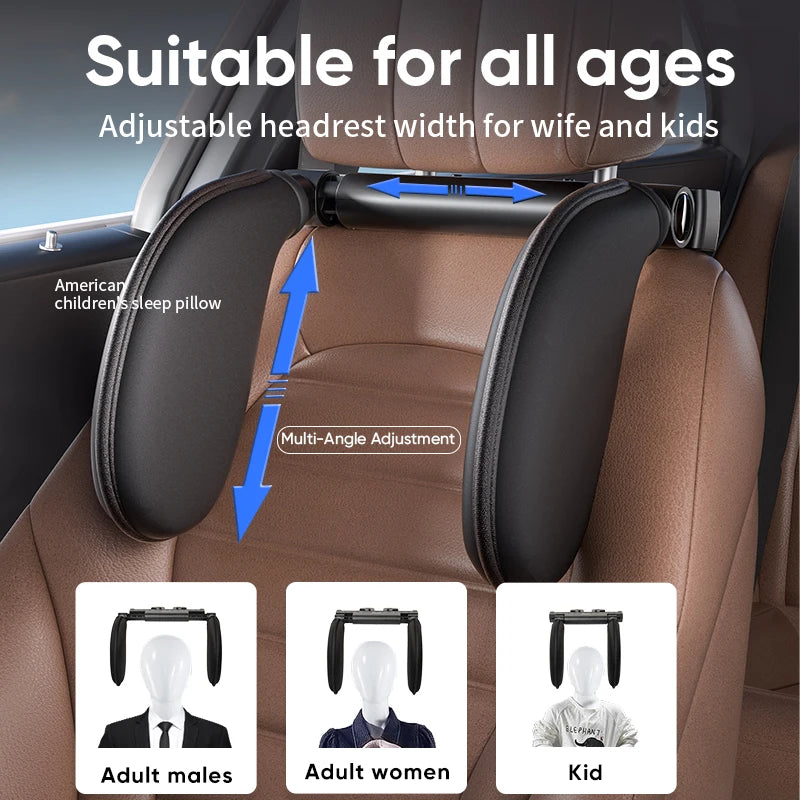 Ergonomic 360° Adjustable Auto Cervical Pillow with Memory Foam & Side Pads One-Click Sleep Headrest for Car Travel BMW Benz - Madeinsea©