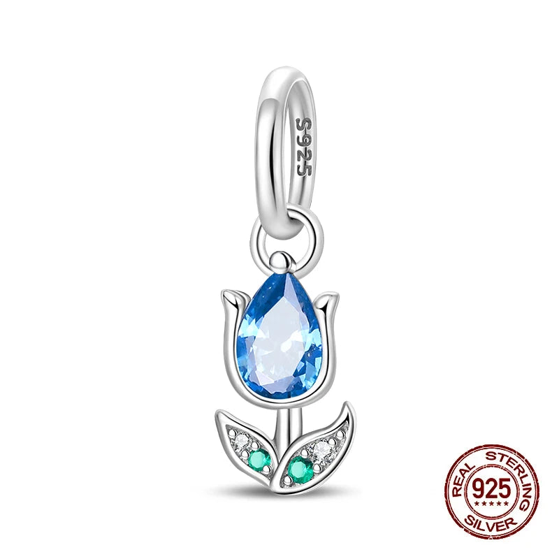 100% 925 Sterling Silver Glowing Planet Zircon Flower Fairy Four Leaf Clover Charms Bead Fit Original Bracelets DIY Jewelry Gift