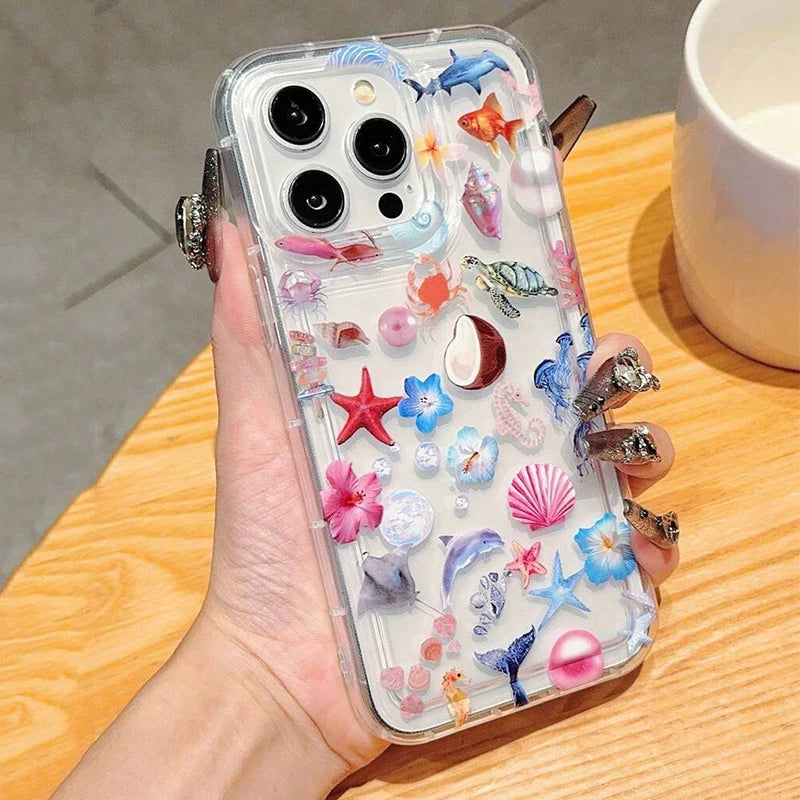 Case for Xiaomi Redmi 13 4G 13c 12c Note 12 11 13 ProPlus 5G 12s 11s 10s 9s 10 Pro Fashionable Colorful Marine Life Turtle Cover