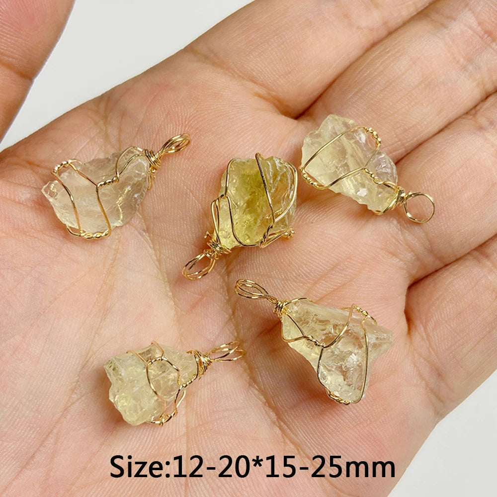 5pcs Natural Rough Stone Pendant Irregular Shape Healing Amethysts Labradorite Agat Quartz Pendants For DIY Handmade Necklace