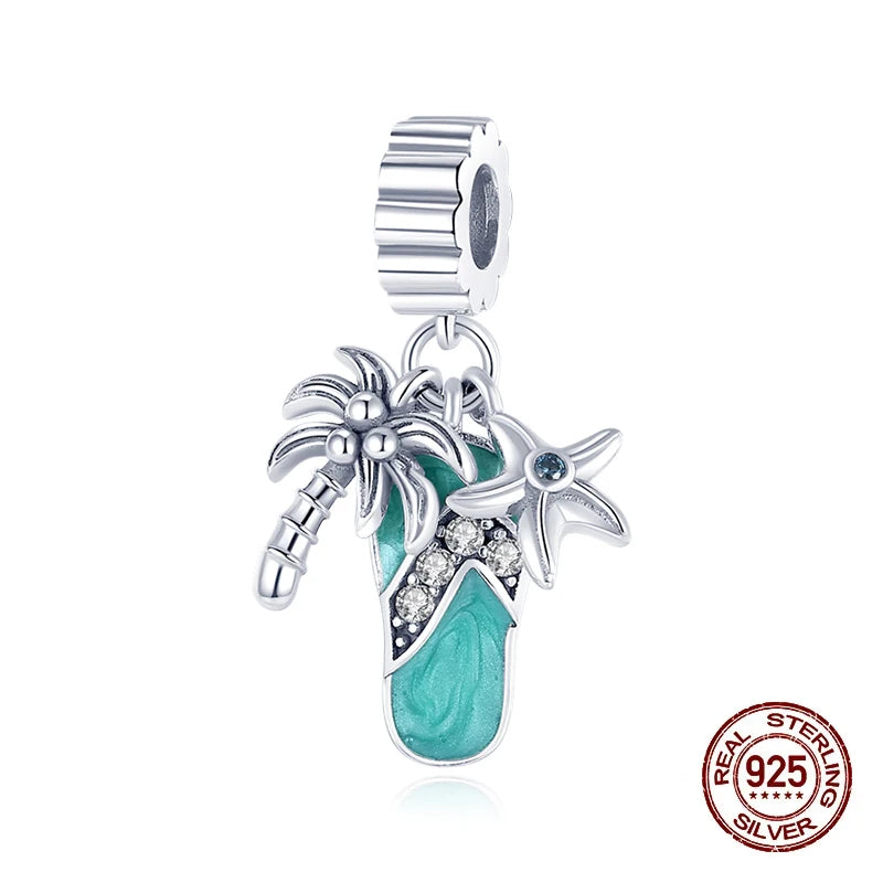 Summer 925 Sterling Silver Luminous Ocean Pendants Crab Whale Shark Charms Beads Fit 925 Original Bracelet Fine DIY Jewelry Gift