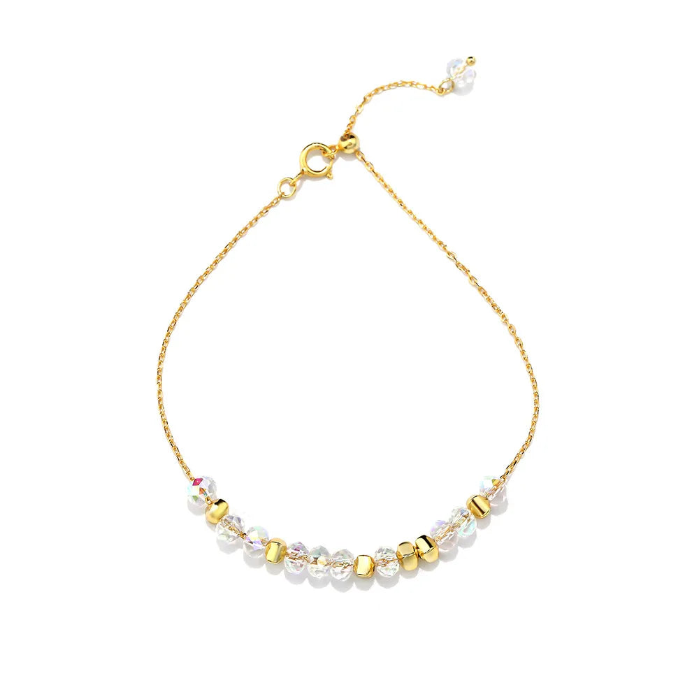 925 Sterling Silver Irregular Colorful  Bead Bracelet for Women Korean Fashion Sweet Gift Jewelry Accessories