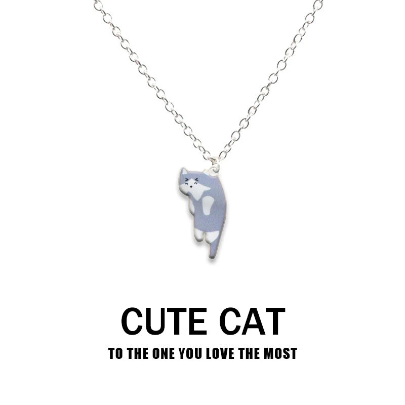 New Creative Cute Cartoon Cat Pendant Necklace For Women Multi Color Kitten Metal Chain Choker Couple Friendship Party Jewelry - Madeinsea©