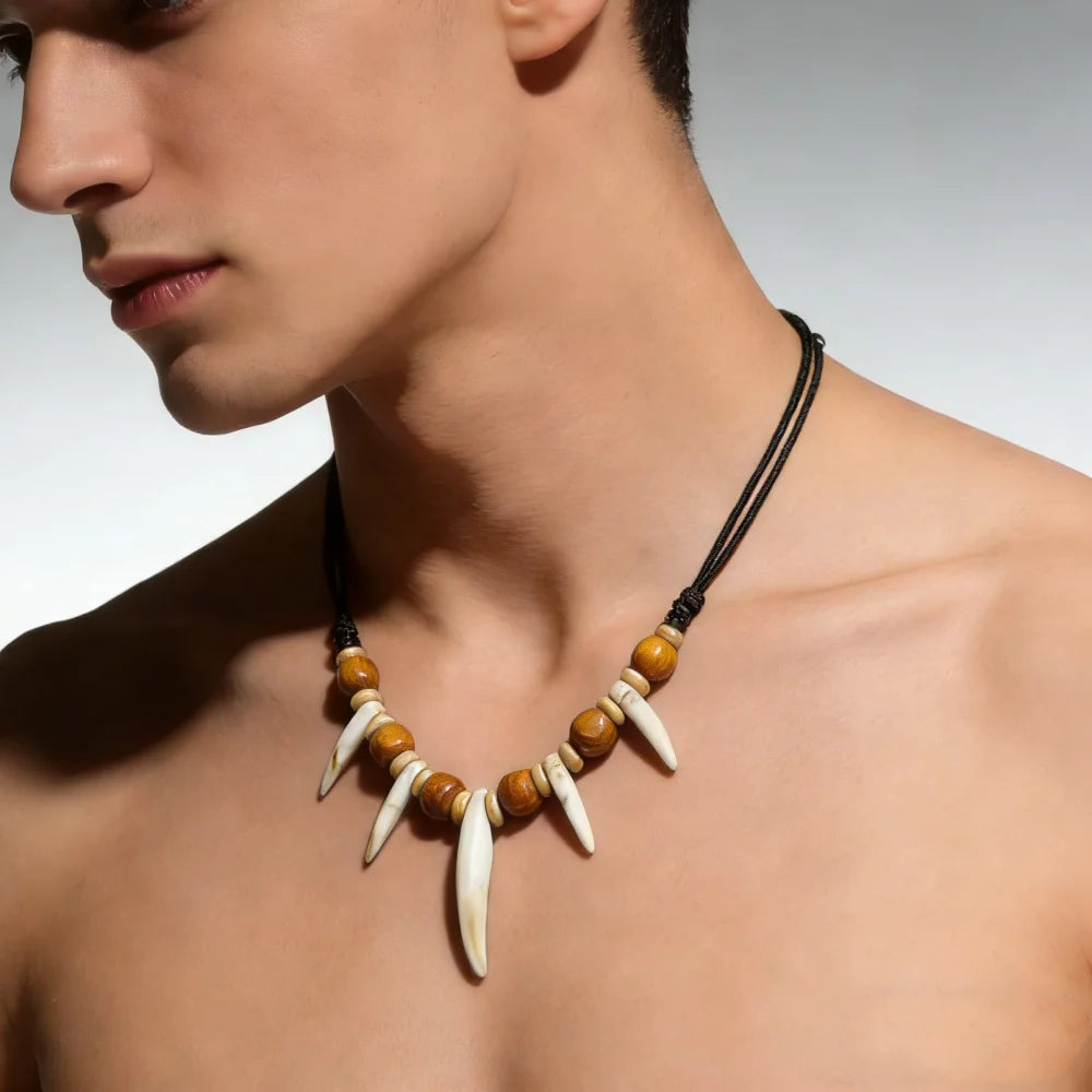 Fashion Retro Imitation Shark Tooth Pendant Necklace Men Women Ethnic Style Bohemian Necklaces Party Gift Jewelry Accessories