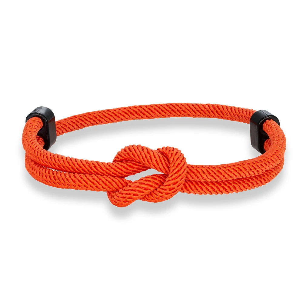 MKENDN Schwarzes Metallarmband mit quadratischem Knoten, handgefertigt, verstellbar, für Damen und Herren, Schmuckgeschenk für Paare