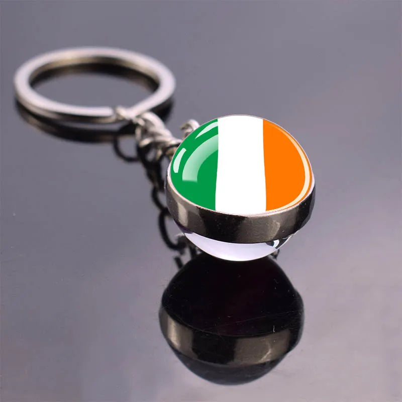 Europe Countries Flag Glass Ball Keychain Russia France Spain UK Italy Poland Ukraine Flag Keyring Travel Gift