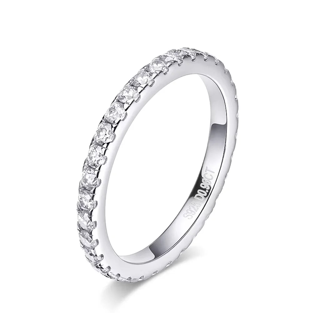 Serenity 2mm D Moissanite Row Rings For Women Gift S925 Sterling Silver Jewelry Sparkling Lab Diamond Eternity Rings Plated 18K - Madeinsea©